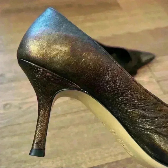 Vintage Roberto Capucci Brown and Metallic Bronze Heels Size 9 - Picture 8 of 15